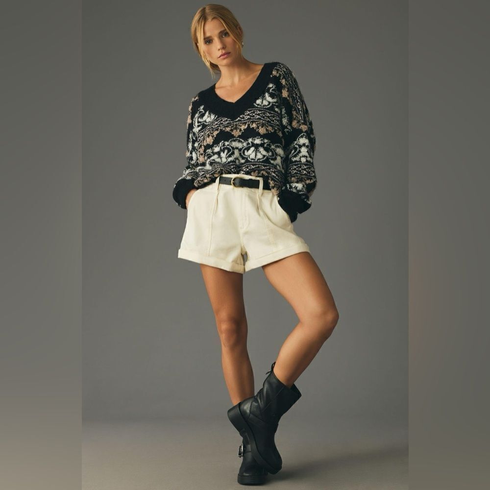 NWT Anthropologie Textured V-Neck Sweater - Picture 1 of 4